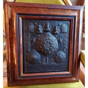 Votive Plate Mandala Tibet XXth Repoussé Copper