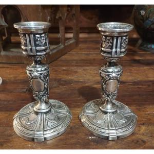 Pair Of Candlesticks From Goldsmith Victor Saglier