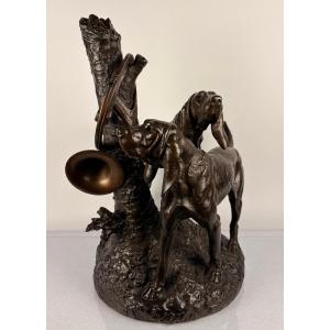 Bronze Lecourtier Hunt 2 Dogs At The Relay 