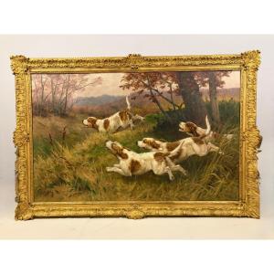 Rotig Hunting Scene: 4 Griffon Vendéen Dogs And Roe Deer 