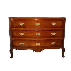 Commode In Molded Mahogany, Curved In Front, Probably English Work From The Eighteenth Century.