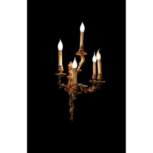 Rare Set Of 18 Large Bronze Wall Lights