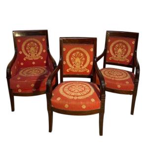 Pair Of Mahogany Armchairs And Bergère