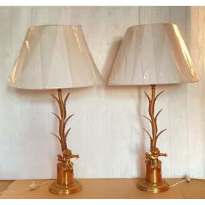 Pair Of Bronze Lamps