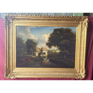 Oil On Canvas Follower Of Meindert Hobbema