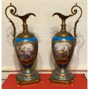Sèvres Pair Of Bronze Mounted Ewers 