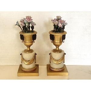 Louis XVI Bronze And Porcelain Vases