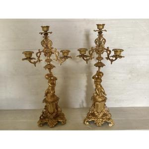 Pair Of Candelabra With Putti
