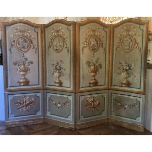 Louis XVI Period Four-leaf Screen 