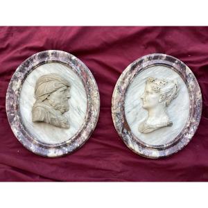Pair Of Marble Medallions 