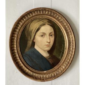 Oil On Cardboard “the Beautiful Italian” Signed