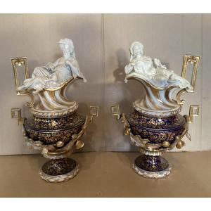 Pair Of Porcelain Ewers 