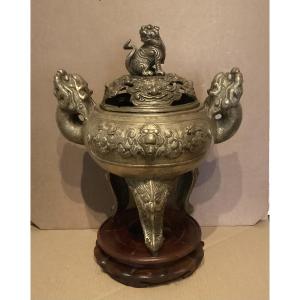 Signed Bronze Incense Burner