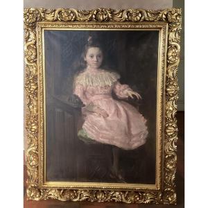 émile Motte “portrait Of A Young Girl”