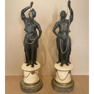 Pair Of 18th Century Bronze Statues 