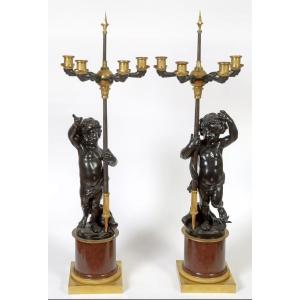Important Pair Of Late 18th Century Candelabras