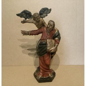 18th Century Polychrome Oak Statue