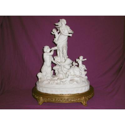 Groupe Monture Bronze Signed Lagneau