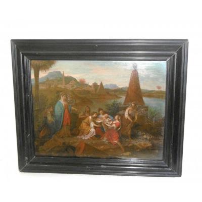 Oil On Panel « moses Saved From The Waters « 