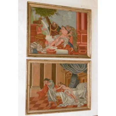 Pair Of Fixed Under Glass 18th