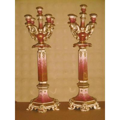 Pair Of Porcelain Candelabra
