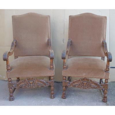 Pair Of Louis XIII Armchairs