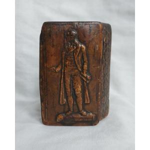 Snuffbox - Pressed Wood With Patriotic Figure - Mid-19th Century