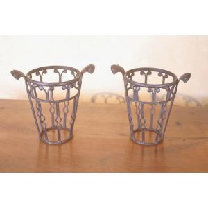 Pair Of Small Art Nouveau Cache Pots