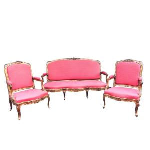 Important Living Room Furniture, Louis XV, 19th Century.
