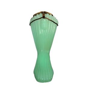 Shoe Made In Green Opaline, Late 19th Century.