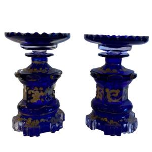 Beautiful Pair Of Bohemian Bottles, 19th Century.
