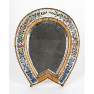 Covered Wooden Mirror, Micro-mosaic, 19th Century