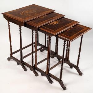Nesting Tables In Inlaid Wood, 19th Century