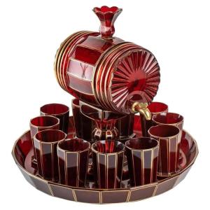 Bohemian Barrel Set In Gilded Crystal – Napoleon III Period