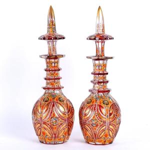 Enameled And Gilded Crystal Decanters – 19th Century