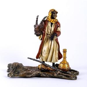 Orientalist Hunting Scene In Vienna Bronze – Signed Franz Bergman