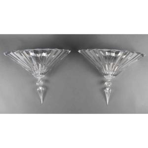 Pair Of Clear Baccarat Crystal Ceiling Lights, Mille Nuits Collection