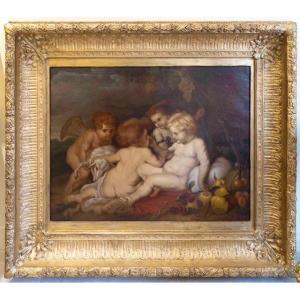 Large Mythological Scene, Oil On Canvas, 19th Century