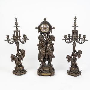 Fireplace Set After Carrier-belleuse – Late 19th Century