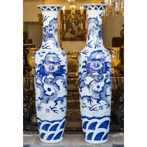 Pair Of Monumental Porcelain Vases From Jingdezhen