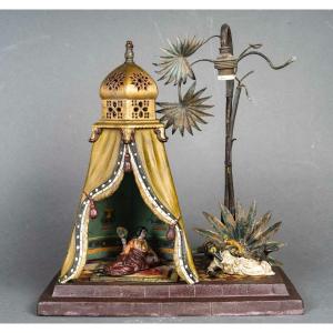 Bronze "tent" Lamp From Vienna, Signed Franz Bergman – 19th Century