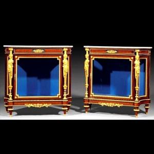 Pair Of Napoleon III Period Furniture, Stamped Fourdinois