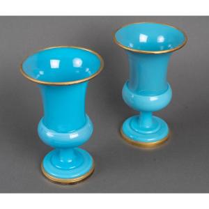 Rare Pair Of Opaline Vases, Charles X.
