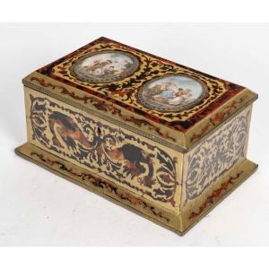 Tortoise Shell And Brass Marquetry Box - 19ᵉ Century