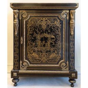 Ebony Furniture With Boulle Marquetry Decoration From The 19ᵉ Century.