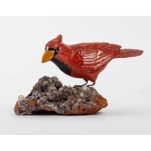 Marble Bird On Calcite Base, 20th Century