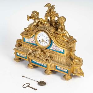 Gilt Bronze And Porcelain Plate Clock, 19ᵉ Century