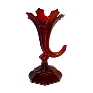 Bohemian Vase In Rubie, From The 19th Century.