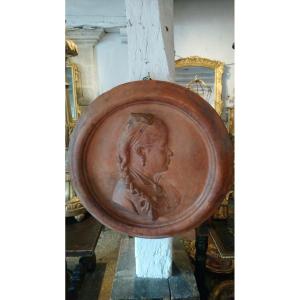 Terracotta Medallion, Late 19th Century, Signed Jb Mouren