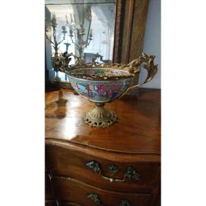 Asian Porcelain Cup With Bronze Mount, 19th Century